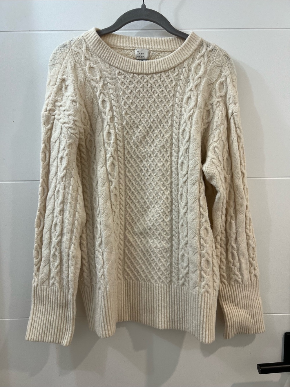 Target Cream Cable-Knit Crewneck Sweater